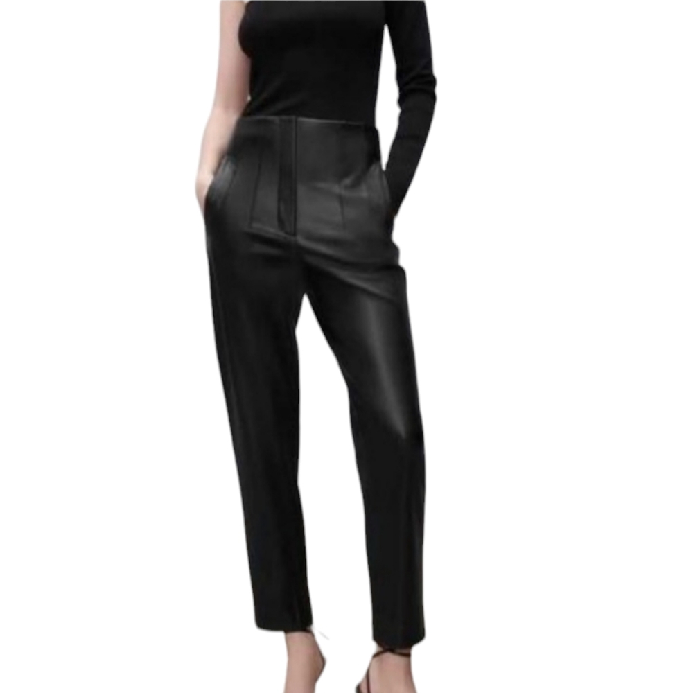 Zara High waisted pants size-Small Black Leather Effect 🔥 - Picture 1 of 14